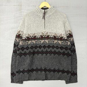 Vintage Eddie Bauer 100% Lambs Wool 1/4‎ Zip Sweater Large